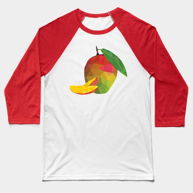 Mango Low Poly Art Baseball T-Shirt by TheLowPolyArtist